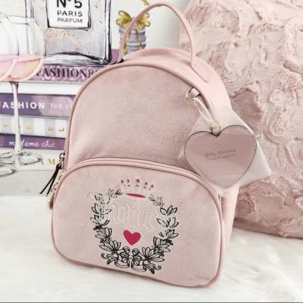 Juicy Couture Pink Backpack with Heart Accent